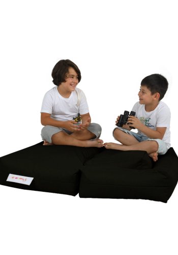 NORDVÄRK Kids utendrs dobbel saccosekk og 2 puffer til barn - svart polyester (sett med 3)