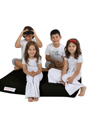 NORDVÄRK Kids utendrs dobbel saccosekk og 2 puffer til barn - svart polyester (sett med 3)