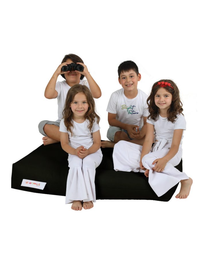 NORDVÄRK Kids utendrs dobbel saccosekk og 2 puffer til barn - svart polyester (sett med 3)