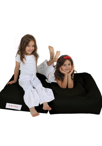 NORDVÄRK Kids utendrs dobbel saccosekk og 2 puffer til barn - svart polyester (sett med 3)