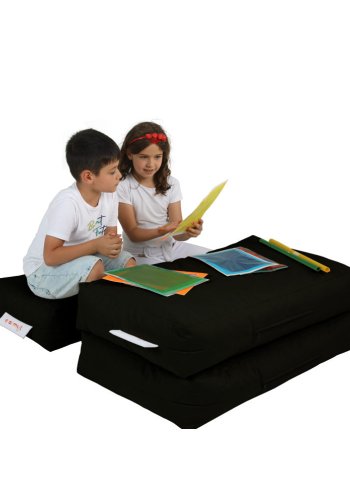 NORDVÄRK Kids utendrs dobbel saccosekk og 2 puffer til barn - svart polyester (sett med 3)