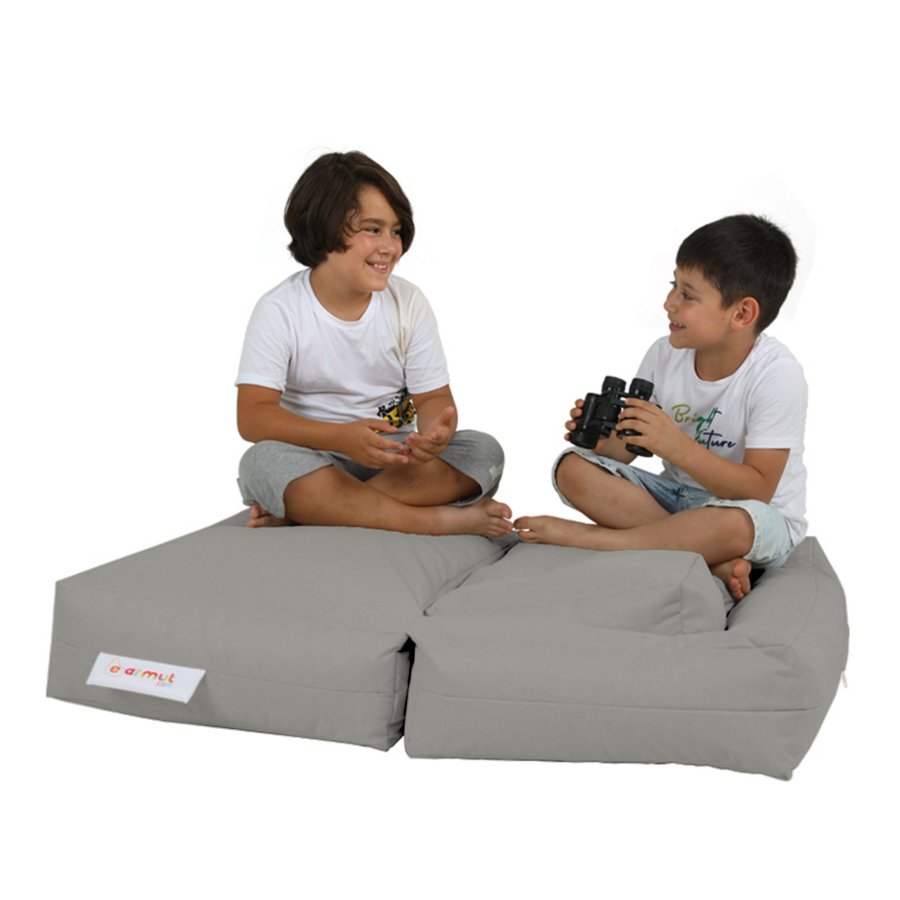 NORDVRK Kids utendrs dobbel sekkestol og 2 puffer for barn - rykfarget polyester (sett med 3)