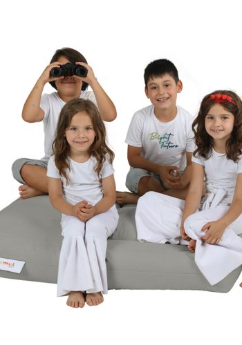 NORDVRK Kids utendrs dobbel sekkestol og 2 puffer for barn - rykfarget polyester (sett med 3)