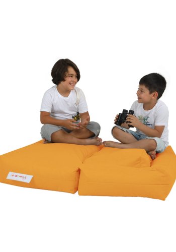 NORDVÄRK Kids utendrs dobbel saccosekk og 2 puffer til barn - oransje polyester (sett med 3)