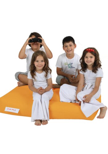 NORDVÄRK Kids utendrs dobbel saccosekk og 2 puffer til barn - oransje polyester (sett med 3)