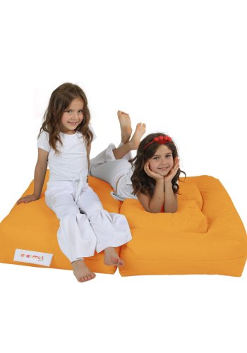 NORDVÄRK Kids utendrs dobbel saccosekk og 2 puffer til barn - oransje polyester (sett med 3)