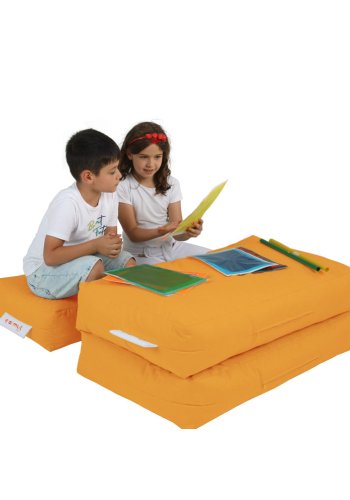 NORDVÄRK Kids utendrs dobbel saccosekk og 2 puffer til barn - oransje polyester (sett med 3)