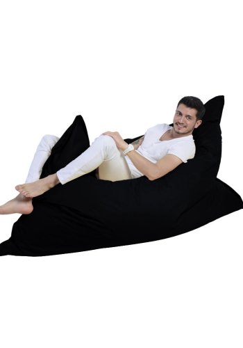 NORDVÄRK Kjempestor utendrs saccosekk med pute - svart polyester (140x180)