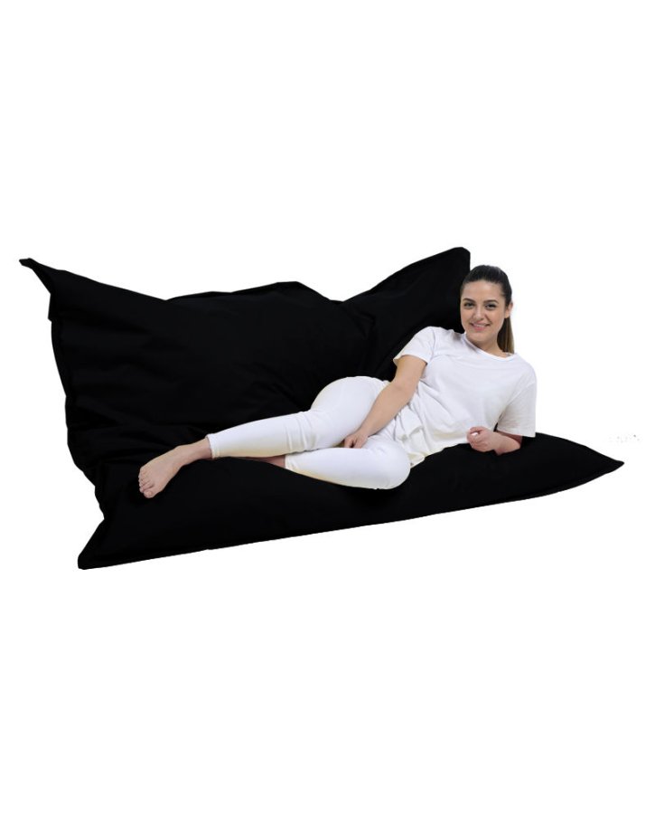NORDVÄRK Kjempestor utendrs saccosekk med pute - svart polyester (140x180)