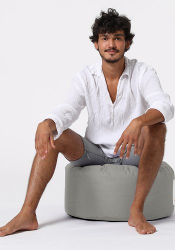 NORDVRK utendrs puff, rund - rykfarget polyester (55)