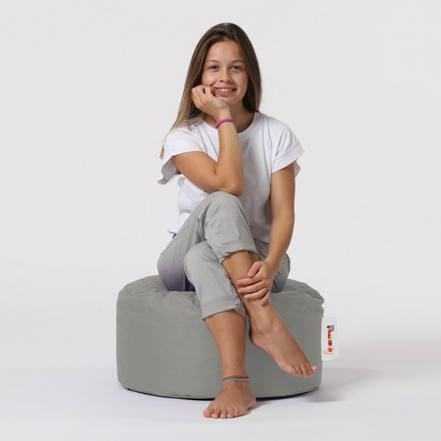 NORDVRK utendrs puff, rund - rykfarget polyester (55)