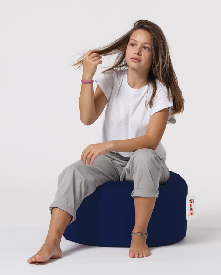 NORDVÄRK utendrs puff, rund - mrkebl polyester (55)