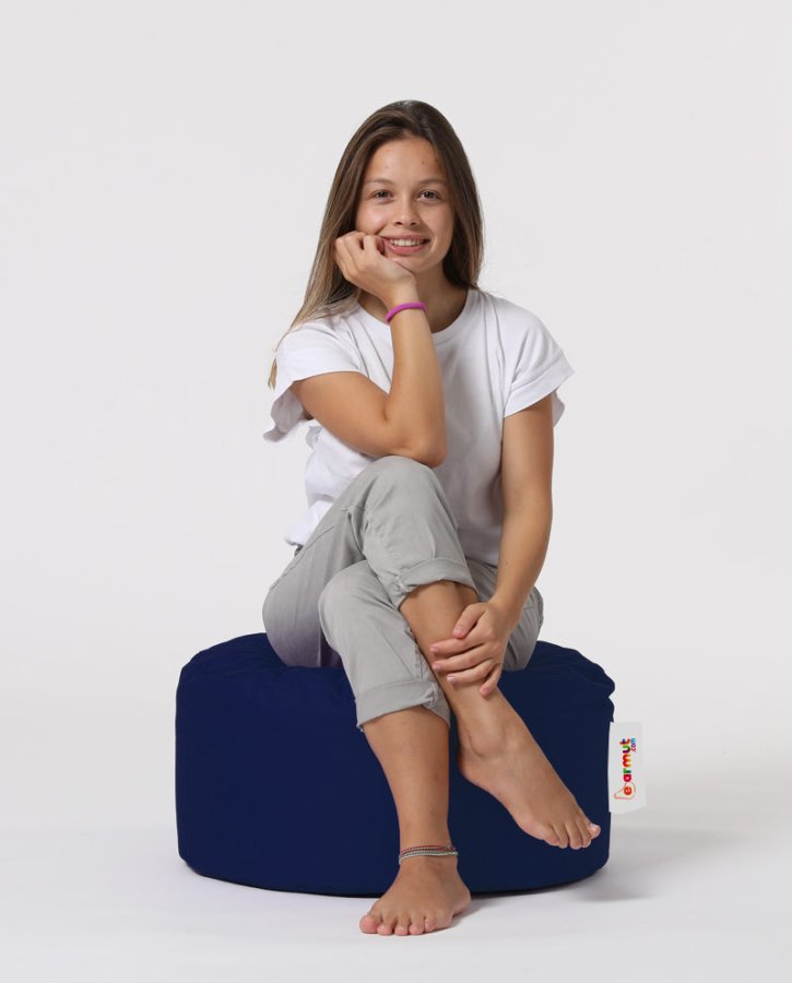 NORDVÄRK utendrs puff, rund - mrkebl polyester (55)