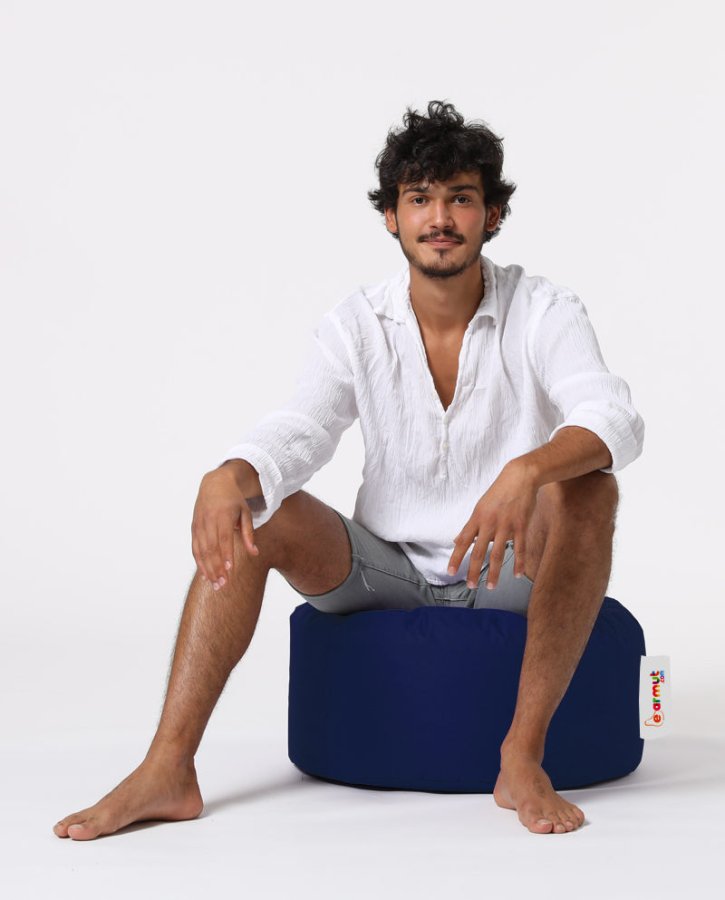 NORDVÄRK utendrs puff, rund - mrkebl polyester (55)