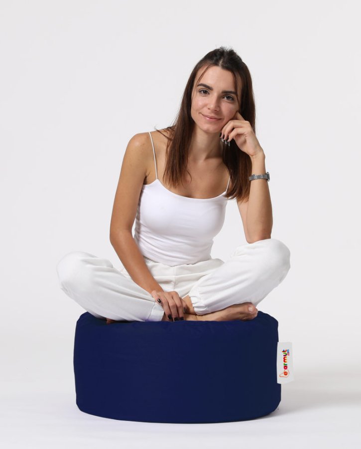 NORDVÄRK utendrs puff, rund - mrkebl polyester (55)