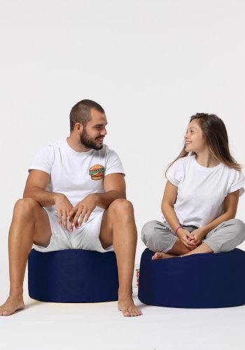 NORDVÄRK utendrs puff, rund - mrkebl polyester (55)