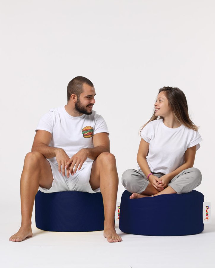 NORDVÄRK utendrs puff, rund - mrkebl polyester (55)