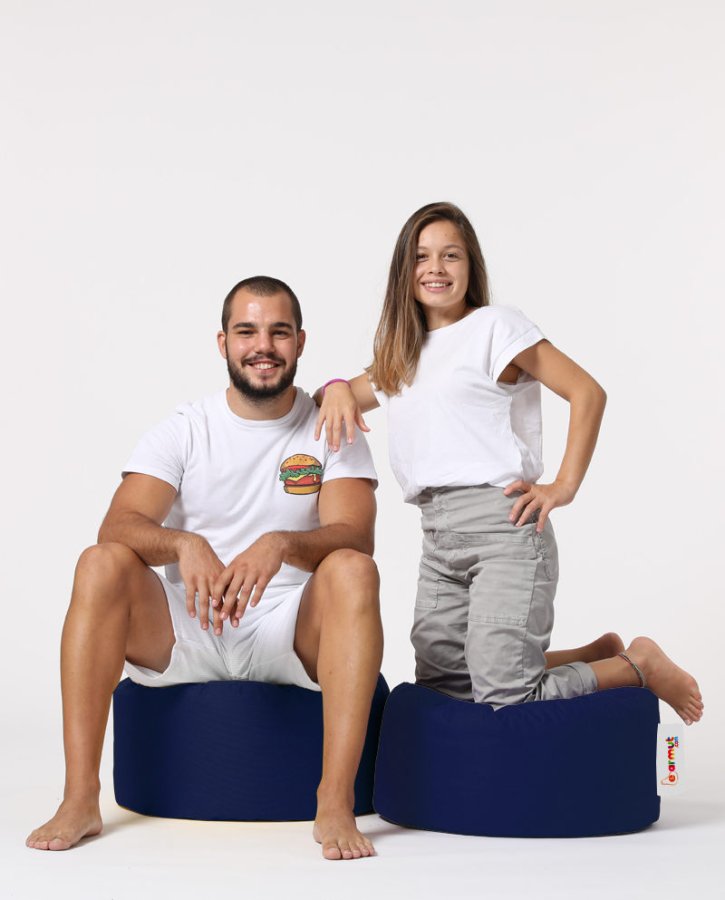 NORDVÄRK utendrs puff, rund - mrkebl polyester (55)