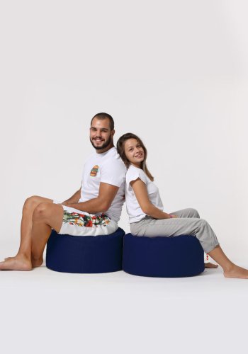 NORDVÄRK utendrs puff, rund - mrkebl polyester (55)