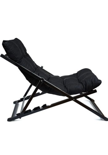 NORDVÄRK utendrs solstol, m. svart pute, justerbar ryggsttte - svart metall