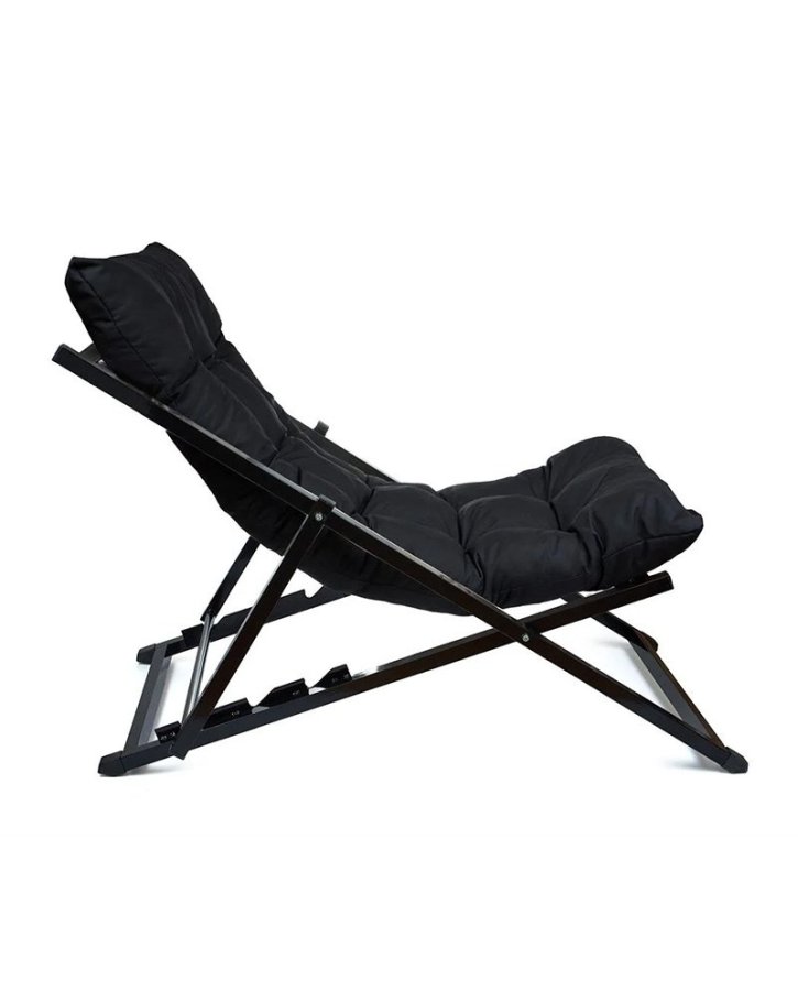NORDVÄRK utendrs solstol, m. svart pute, justerbar ryggsttte - svart metall
