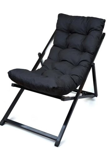 NORDVÄRK utendrs solstol, m. svart pute, justerbar ryggsttte - svart metall