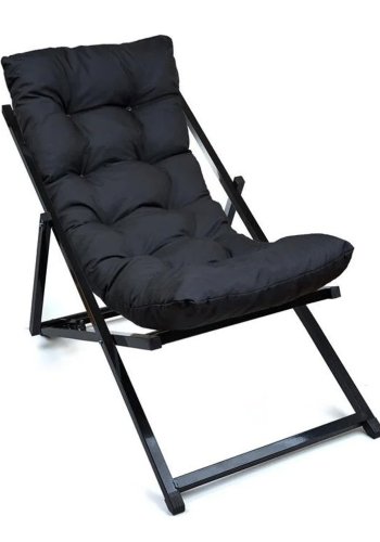 NORDVÄRK utendrs solstol, m. svart pute, justerbar ryggsttte - svart metall