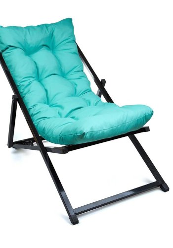 NORDVÄRK utendrs solstol, m. turkis pute, justerbar ryggsttte - svart metall