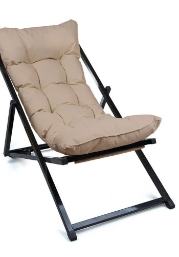 NORDVÄRK utendrs solstol, m. minkpute, justerbar ryggsttte - svart metall