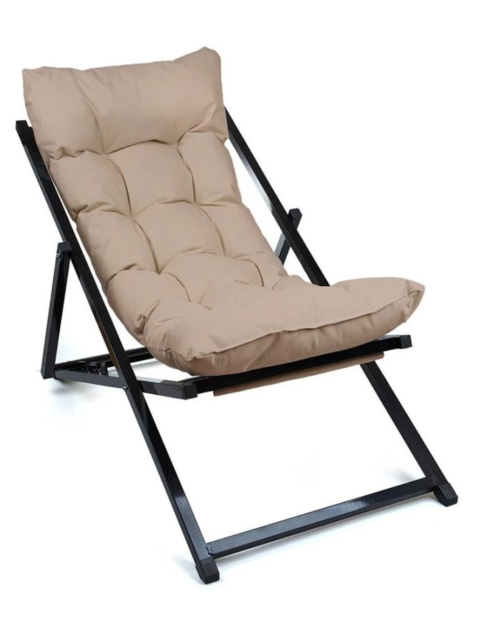 NORDVÄRK utendrs solstol, m. minkpute, justerbar ryggsttte - svart metall