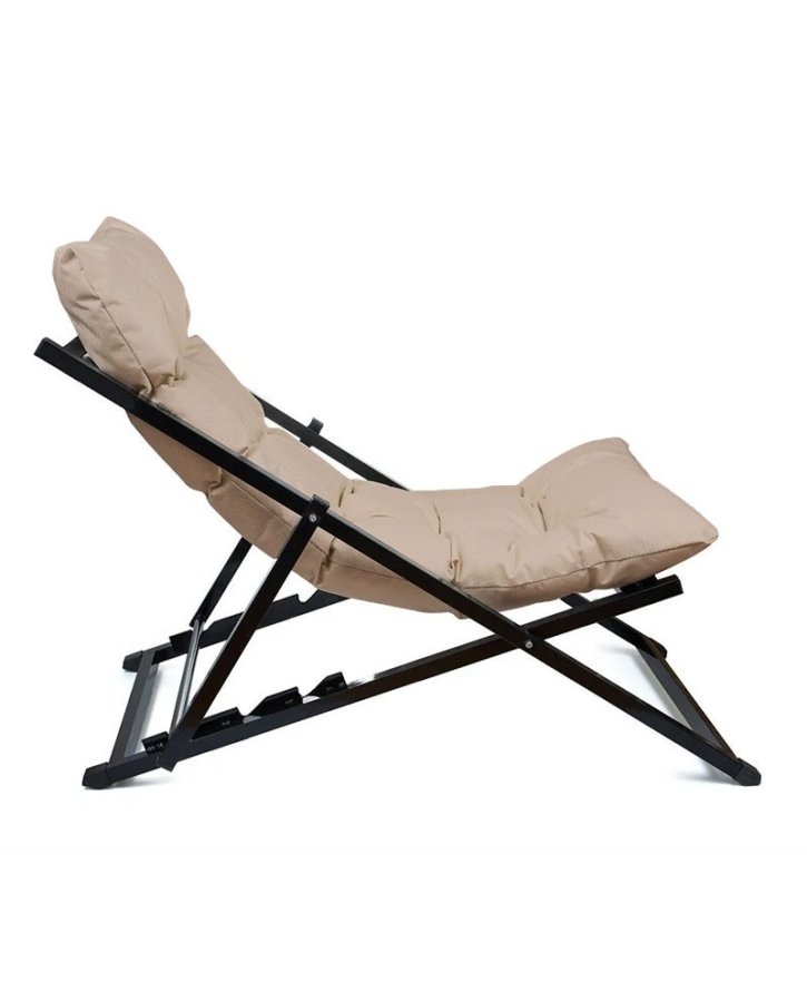 NORDVÄRK utendrs solstol, m. minkpute, justerbar ryggsttte - svart metall