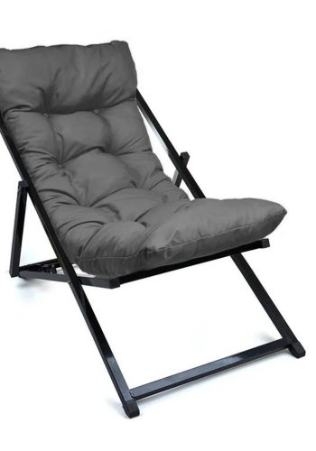 NORDVÄRK utendrs solstol, m. mrkegr pute, justerbar ryggsttte - svart metall