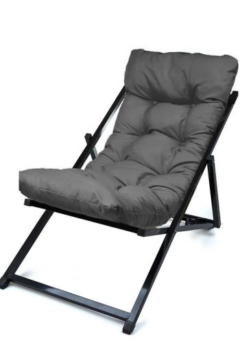 NORDVÄRK utendrs solstol, m. mrkegr pute, justerbar ryggsttte - svart metall