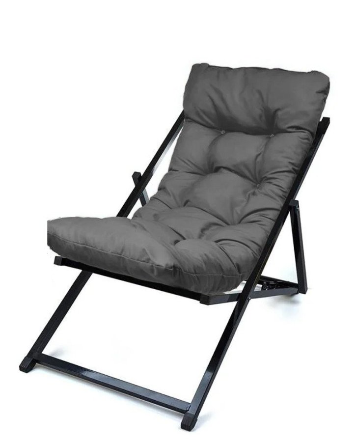 NORDVÄRK utendrs solstol, m. mrkegr pute, justerbar ryggsttte - svart metall