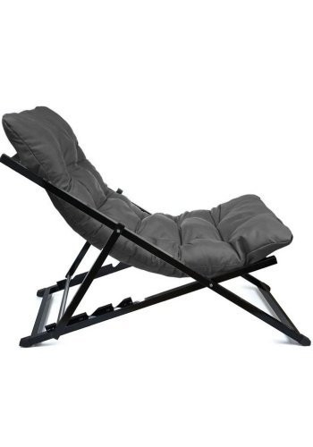 NORDVÄRK utendrs solstol, m. mrkegr pute, justerbar ryggsttte - svart metall