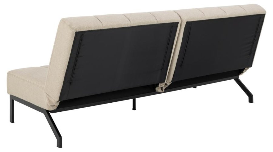 ACT NORDIC Caix sovesofa, m click & clack, delt ryggsttte, smmer - beige stoff og sort stl (198x95)