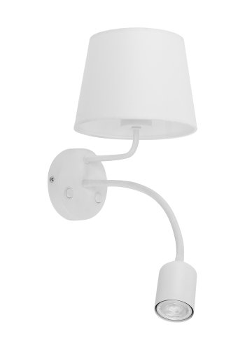 TK Maja vegglampe - hvitt stoff og hvitt metall