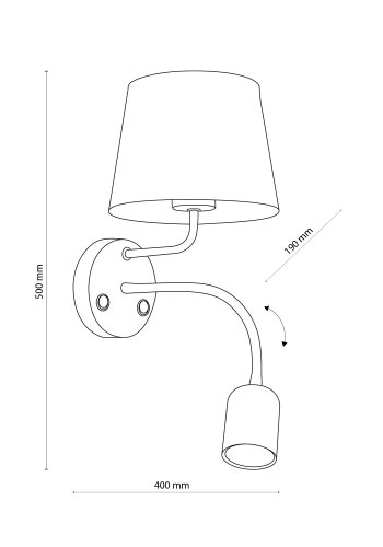 TK Maja vegglampe - hvitt stoff og hvitt metall
