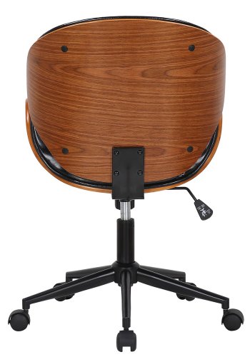 HOUSE OF SANDER Rind kontorstol, m. hjul, armlener, hydejusterbar - mrkt tre, sort kunstskinn, metall