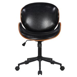 HOUSE OF SANDER Rind kontorstol, m. hjul, armln, hjdejusterbar - mrkt tr, sort kunstlder, metal