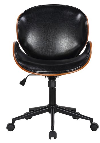 HOUSE OF SANDER Rind kontorstol, m. hjul, armlener, hydejusterbar - mrkt tre, sort kunstskinn, metall