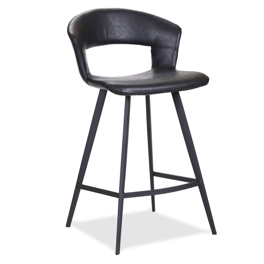 HOUSE OF SANDER Tora barkrakk, med ryggsttte og fotsttte - svart kunstskinn og svart metall