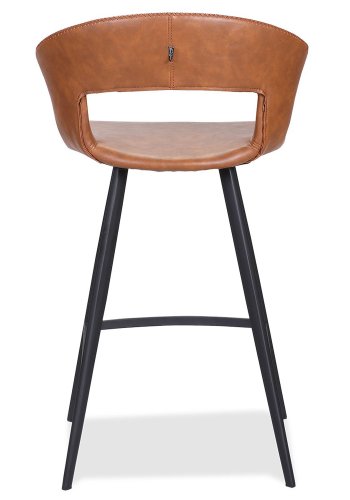 HOUSE OF SANDER Tora barstol, med ryggsttte og fotsttte - konjakkfarget kunstskinn og svart metall