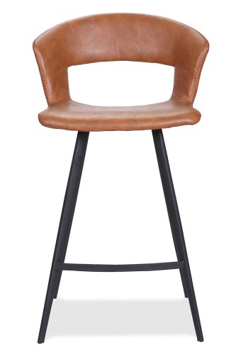 HOUSE OF SANDER Tora barkrakk, m. rygg og fotsttte - konjakkfarget kunstskinn og sort tre, hy