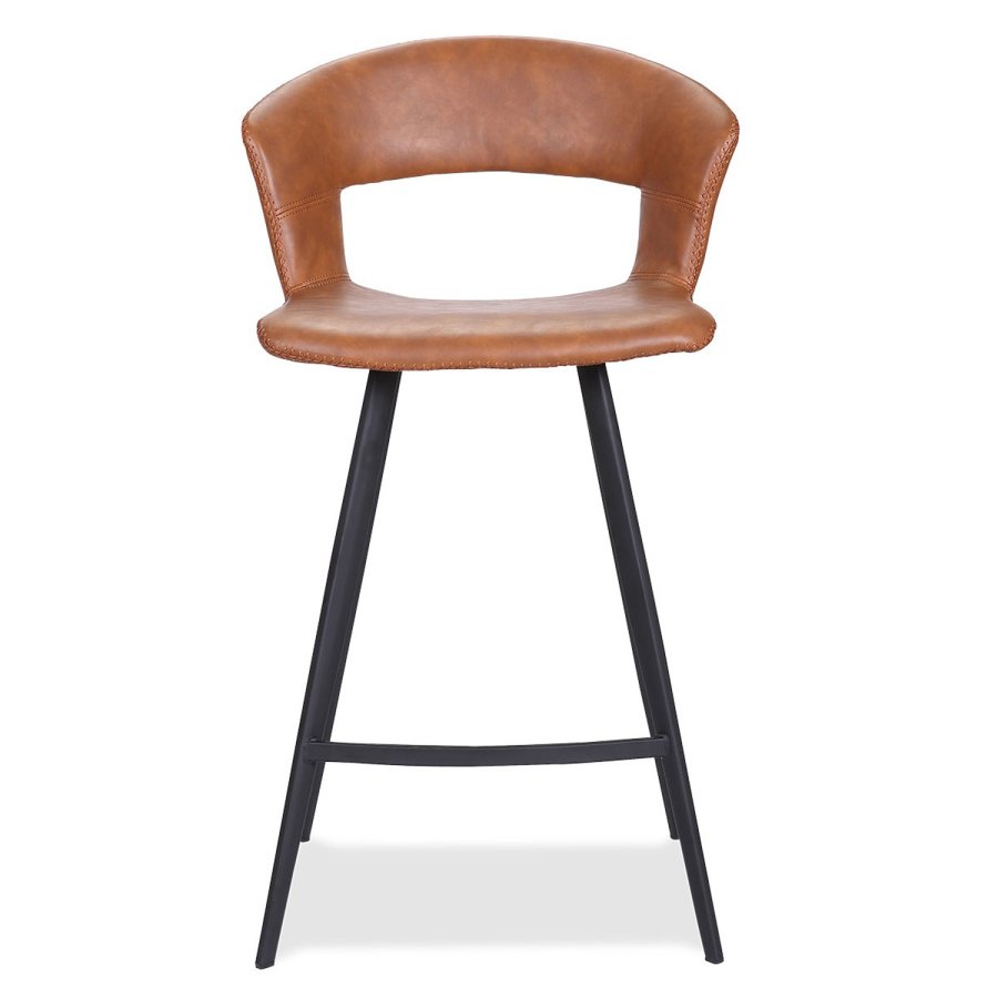 HOUSE OF SANDER Tora barkrakk, m. rygg og fotsttte - konjakkfarget kunstskinn og sort tre, hy