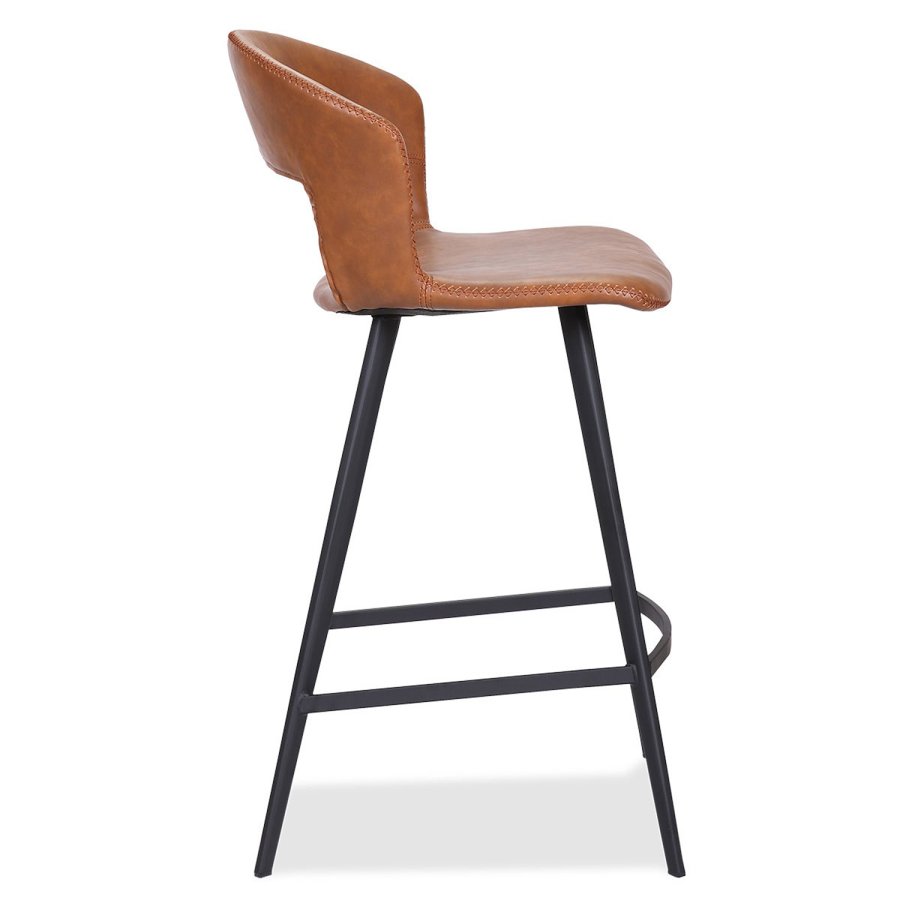 HOUSE OF SANDER Tora barkrakk, m. rygg og fotsttte - konjakkfarget kunstskinn og sort tre, hy