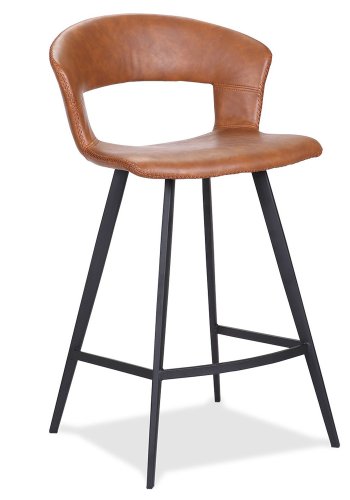 HOUSE OF SANDER Tora barkrakk, m. rygg og fotsttte - konjakkfarget kunstskinn og sort tre, hy