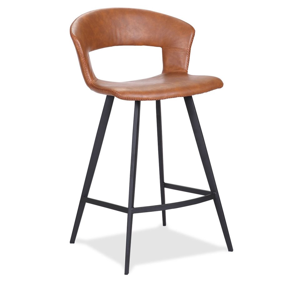 HOUSE OF SANDER Tora barkrakk, m. rygg og fotsttte - konjakkfarget kunstskinn og sort tre, hy