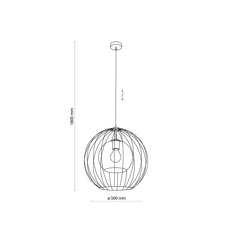 TK Universo taklampe 500 - grafittglass og sort metall