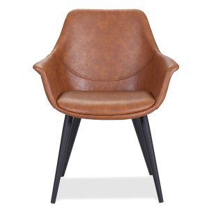 HOUSE OF SANDER Signe spisebordsstol, m. armln - cognacfarvet PU lder m. sorte ben